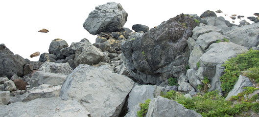 Isolated PNG cutout of a rock on a transparent background, ideal for photobashing, matte-painting, concept art