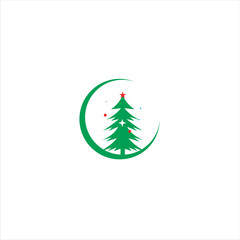 Christmas tree abstract with a star with geometric lines on a white background