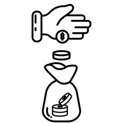 coins in a small bag icon
