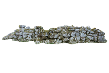 Isolated PNG cutout of a rock wall ruin on a transparent background, ideal for photobashing, matte-painting, concept art
