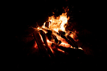 flames and sparks bonfire details