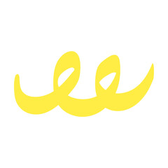 Line curl drawn by yellow marker. Vector illustration of underline stroke, arrow direction, cross, tick check mark isolated on white