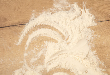 Flour on the table. Cooking food