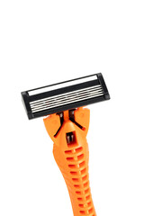 Close-up of disposable razor isolated on white background with clipping path.
