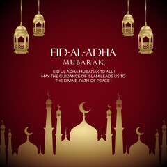 Vector eid ul adha mubarak greetings background