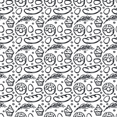 Seamless pattern with food icons. doodle food pattern. Food background