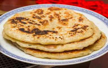 Traditional chinese pancakes on a plate