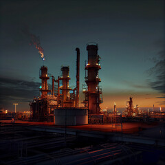 Obraz premium oil refinery at night