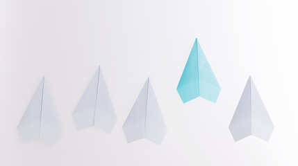 The blue origami plane is leader