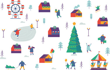 Fototapeta premium Christmas market or holiday fair. 