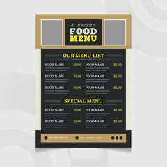 Food Delivery Flyer Pamphlet brochure design vector template in A4 size. Healthy Meal, Green color Restaurant menu template