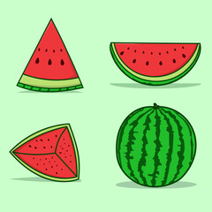 Watermelon isolated object EPS vector fruit healthy food icon flat illustration