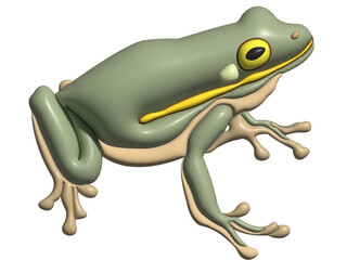 Frog in 3D style on transparent background
