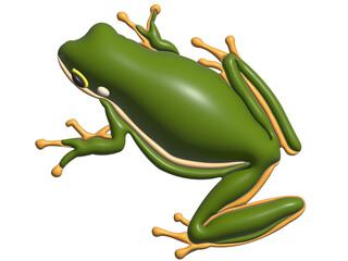 Frog in 3D style on transparent background