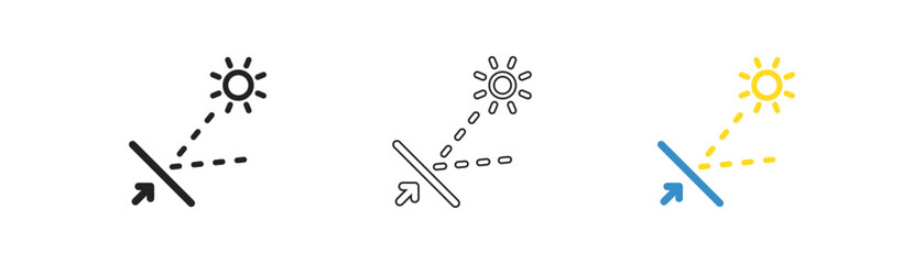 Reflective surface outline icon. Sun protect sign. UV, heat resistant concept. Skin care cream symbol. Simple flat design.