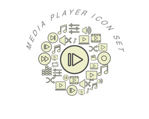 Vector media player icon set
