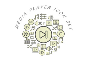 Vector media player icon set