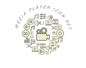 Vector media player icon set