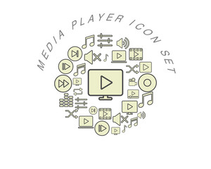 Vector media player icon set