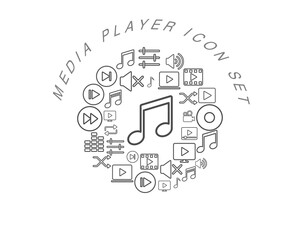 Fototapeta premium Vector media player icon set