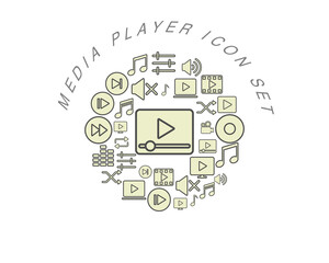 Vector media player icon set