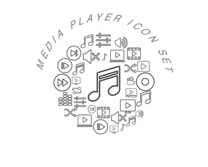 Vector media player icon set