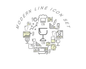 Vector modern line icon set