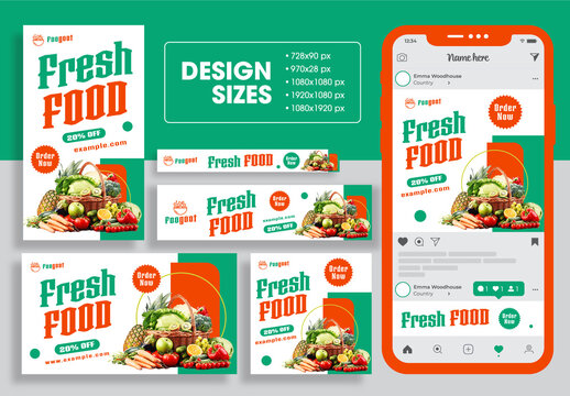 Fresh Food Web Banner Ads Set