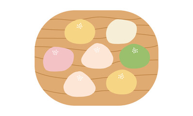 Daifuku mochi Japanese sweet tasty food. Cute hand drawn vector illustration