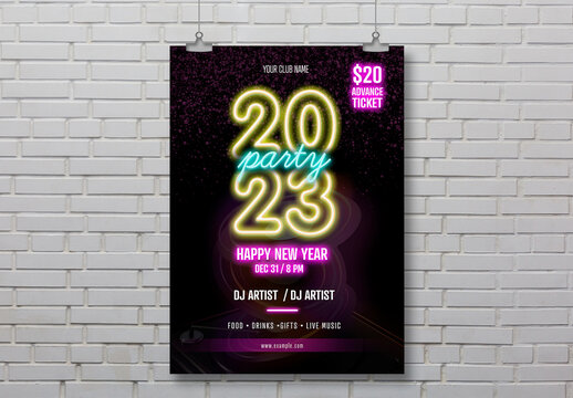 New Year Neon Party Poster