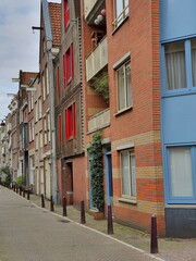Fototapeta na wymiar Amsterdam Jordaan District Street View with House Facades, Netherlands