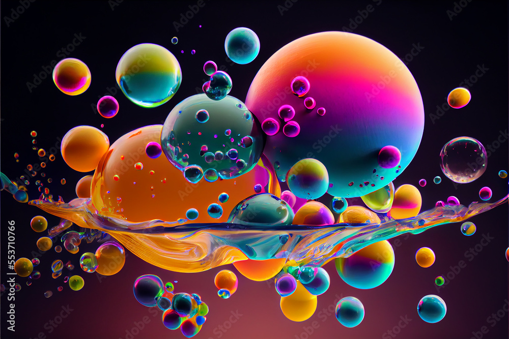 Wall mural abstract background with circles and bubbles