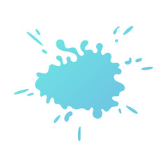 Splash of turquoise pain. Vector illustration of abstract ink drops and blots with splatters isolated on white. Drawing hobby