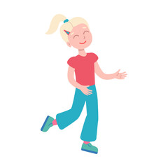 Happy girl. Vector illustration of diverse young character. Cartoon international boys and girls isolated on white