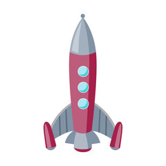 Rocket ship cartoon illustration. Isolated spacecraft, ufo and spaceship . Flat vector isolated on white background