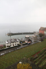 The embankment and harbor in Meersburg, Germany