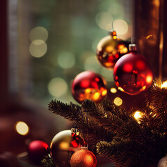 Fototapeta na wymiar christmas tree decorations. generative ai.