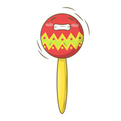Kawaii cartoon mexican maracas isolated on white background