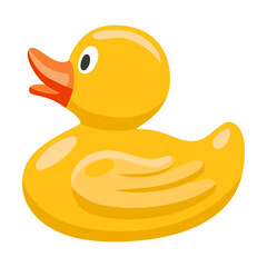 Rubber duck for swimming, colorful toy for kids vector illustration. Baby toy isolated on white background