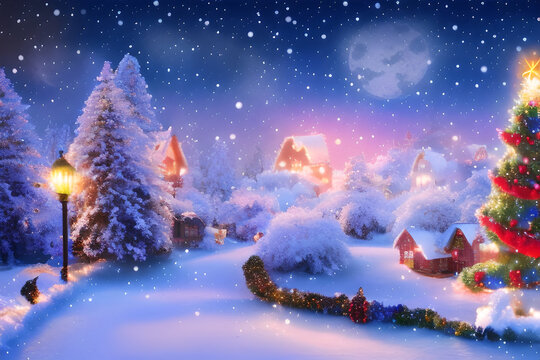 Snowy Christmas Scene  Wallpapers from TheHolidaySpot