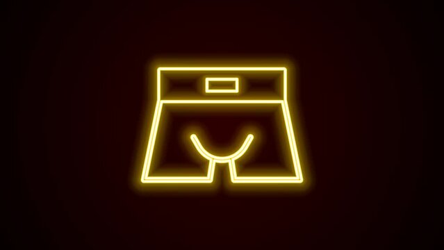 Glowing neon line Men underpants icon isolated on black background. Man underwear. 4K Video motion graphic animation