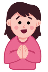 Sticker of a young girl saying thank you