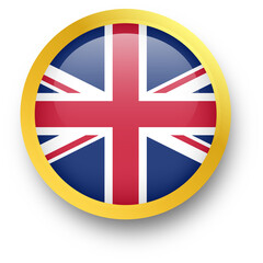 Official flag of United kingdom in golden circle shape. Nation flag illustration.