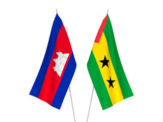 Saint Thomas and Prince and Kingdom of Cambodia flags
