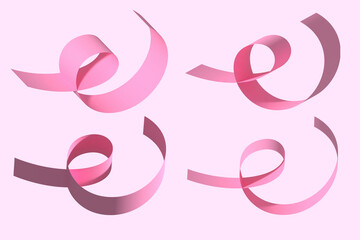 A set of 3d pink ribbons. Good for any project.
