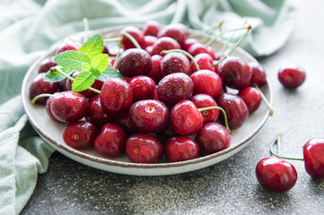Fresh red cherries fruit