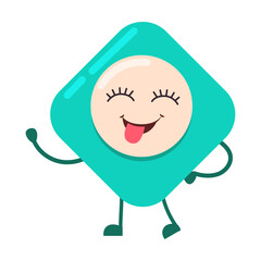 Rhombus geometric character with hands, feet and funny face. Colorful figure shape expressing different emotions isolated on white