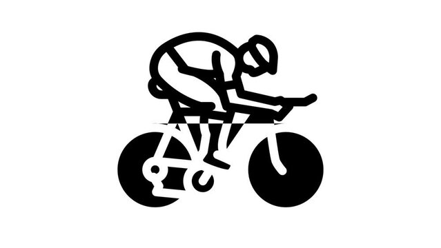 male cyclist line icon animation
