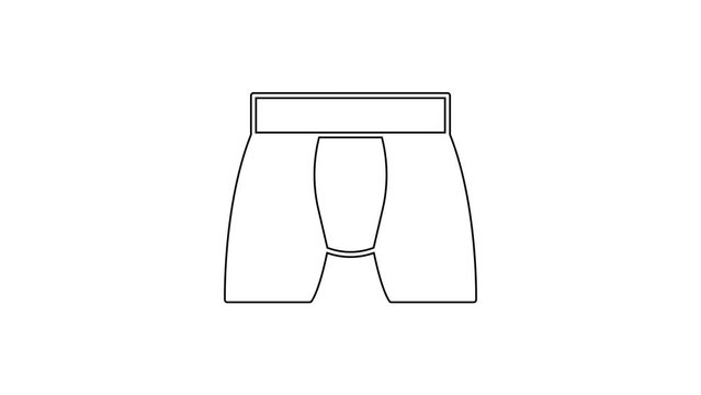 Black line Men underpants icon isolated on white background. Man underwear. 4K Video motion graphic animation