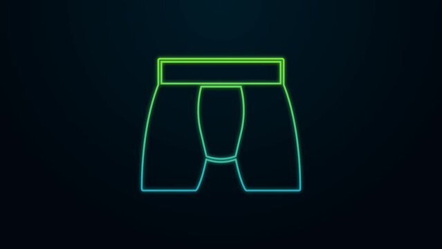 Glowing neon line Men underpants icon isolated on black background. Man underwear. 4K Video motion graphic animation